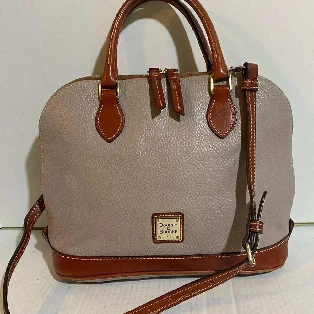 Dooney Bourke vintage grey leather satchel handbag - Picture 15 of 16